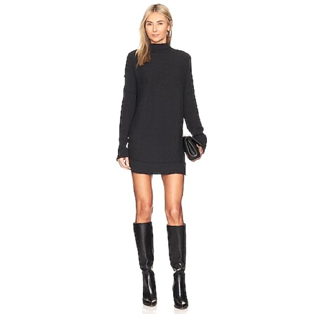 We The Free by Free People Casey Mock Neck Ribbed Tunic in Black size Small
